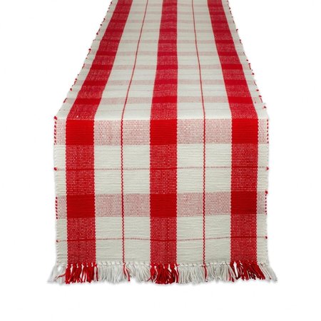 FASTFOOD 13 x 72 in. Red Tinsel Plaid Fringed Table Runner FA2567296